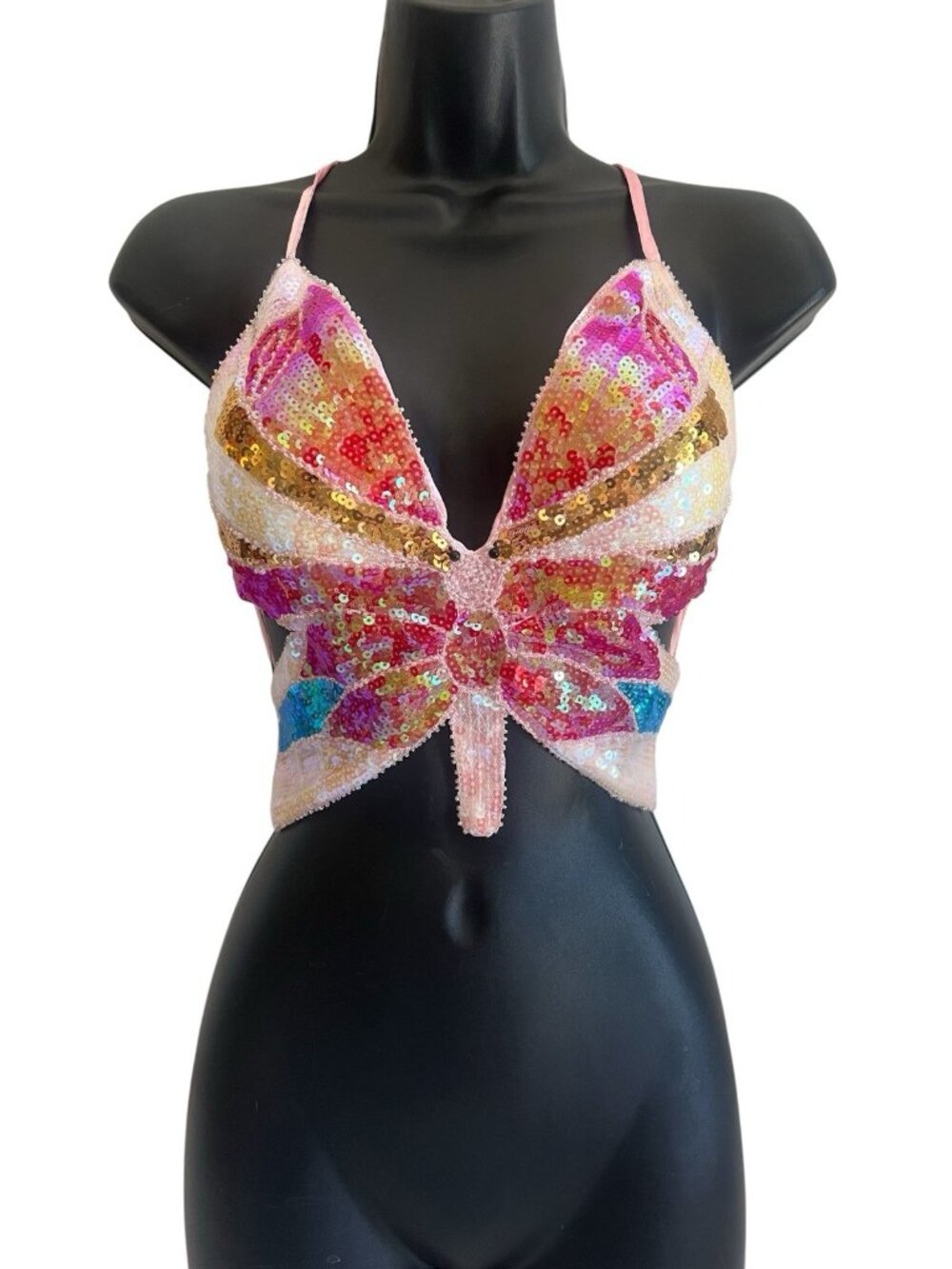 vtg y2k 90's Rue21 sequin butterfly top mermaid fairycore one sz